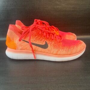 Nike Free RN Flyknit 2017 Womens 7.5 Orange Mango Running Flex Shoes 880844-800